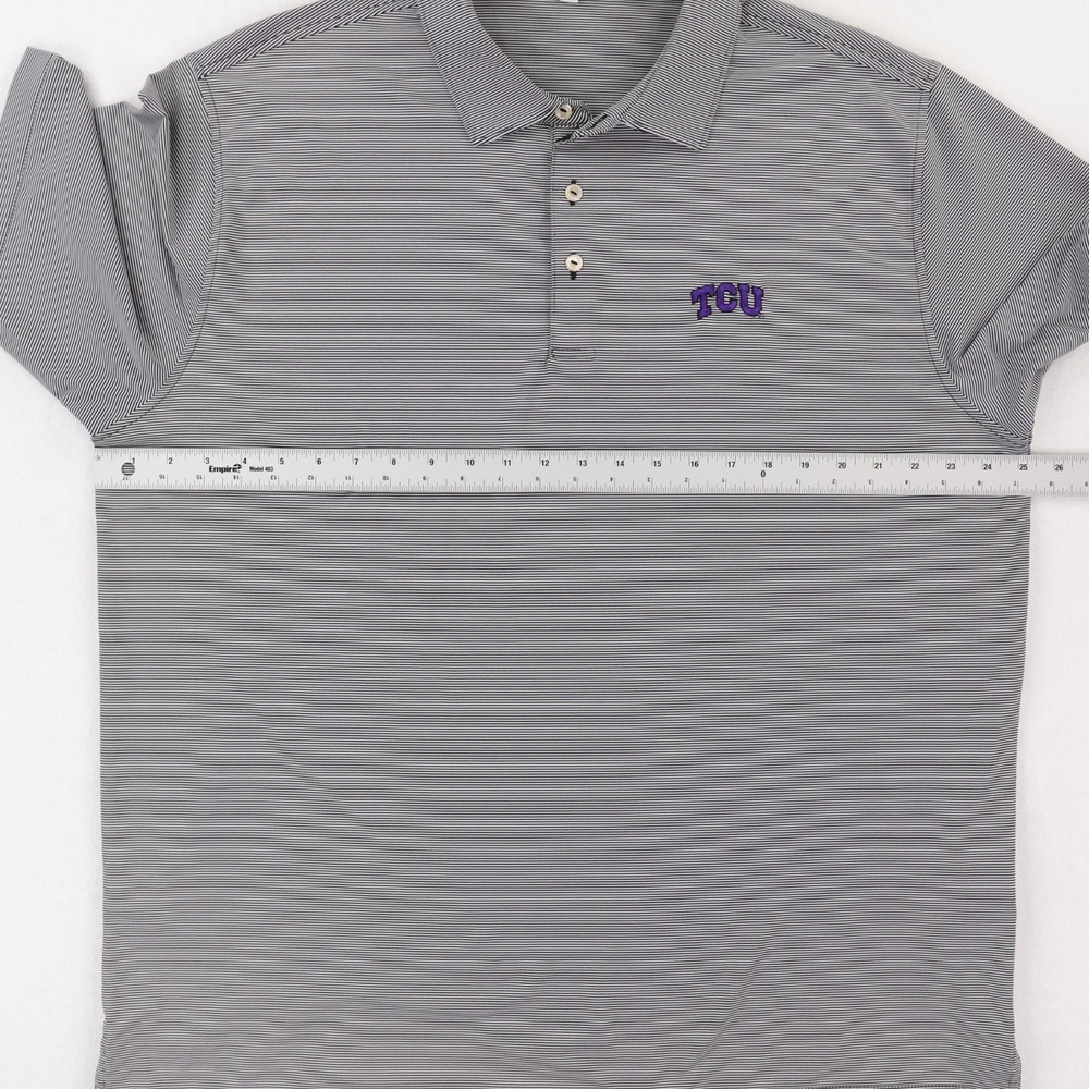 TCU Horned Frogs Peter Millar Polo Mens XL Black White Striped Summer Comfort - Picture 9 of 11